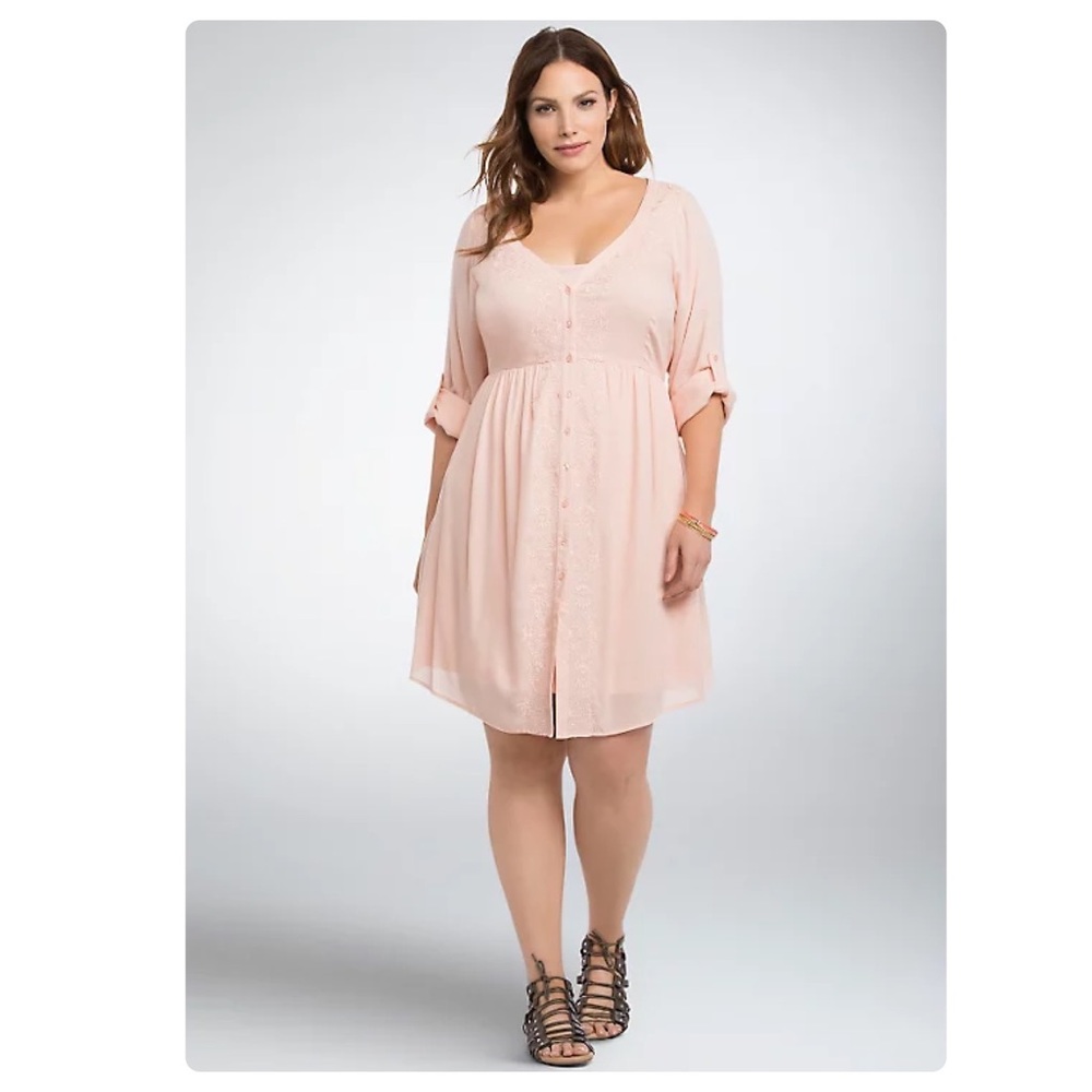 Torrid Pink Button-Front Dress